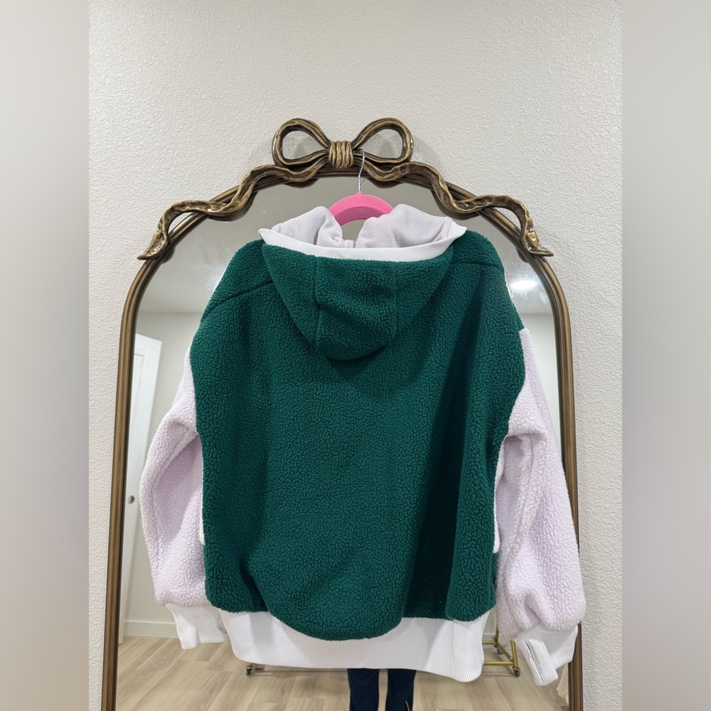 Free People FP Movement NWT Hit The Slopes Fleece Hoodie Evergreen Combo - Picture 5 of 8